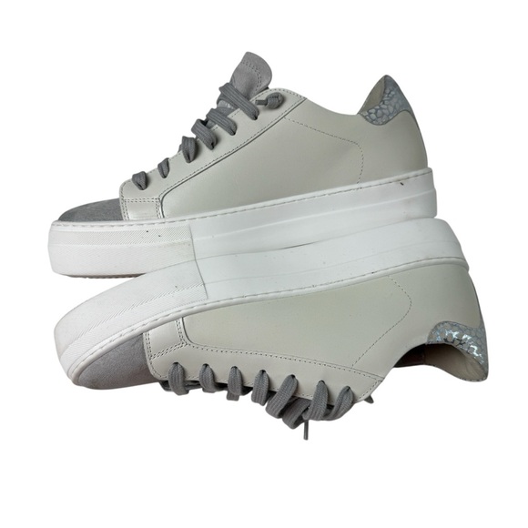 P448 Thea Platform Sneaker Women’s Size EU 40 9.5 Leather Grey White New WOBox - Picture 4 of 14